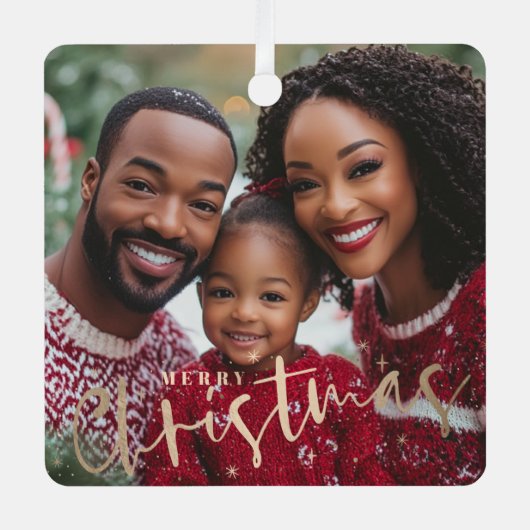 Vrolijk Kerstplein Foto Ornament (Voorkant)