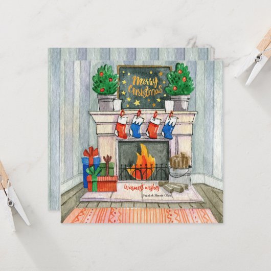 Vrolijk kerstplein kaart (Voorkant / Achterkant in situ)