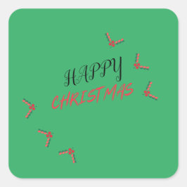 Vrolijk kerstplein vierkante sticker