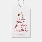 Vrolijk kerstplezier donkerrood gepersonaliseerde cadeaulabel (Voorkant)