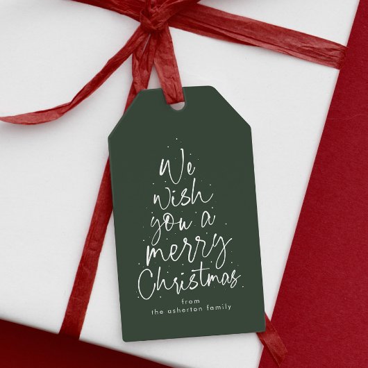 Vrolijk kerstplezier groene gepersonaliseerde vaka cadeaulabel