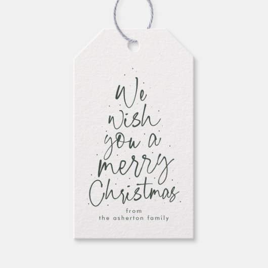 Vrolijk kerstplezier groene gepersonaliseerde vaka cadeaulabel (Voorkant)