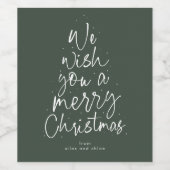 Vrolijk kerstplezier groene gepersonaliseerde vaka wijn etiket (Enkel label)