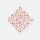 Vrolijk kerstplezier Schattige peperkoek roze Servet (Hoek)