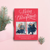 Vrolijk Kerstplezier Script 2 Foto's Rode Vakantie Briefkaart
