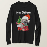 Vrolijk kerstpoedel T-shirt met lange mouwen