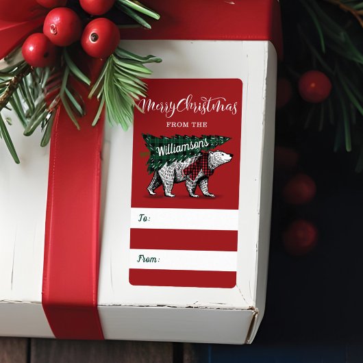 Vrolijk kerstpolair Beer cadeaulabel voor cadeaubo Etiket