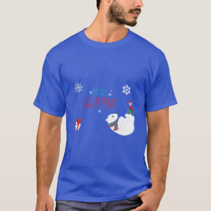Vrolijk kerstpolair Beer met sneeuwvlokken T-shirt