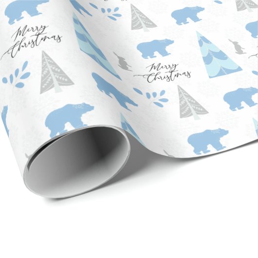 Vrolijk kerstpolaire beren met witte winter cadeaupapier (Rol Hoek)