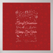 Vrolijk kerstPoster 24x24 / Rood Poster (Voorkant)