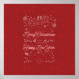 Vrolijk kerstPoster 24x24 / Rood Poster