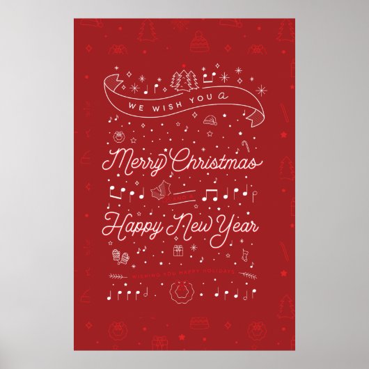 Vrolijk kerstPoster 24x36 / zwart Poster (Voorkant)