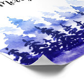 Vrolijk kerstposter. Blauw winterlandschap. Poster (Hoek)