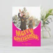 Vrolijk Kerstprink Sinaasappel Leuk Retro Foto Feestdagenkaart (Staand voorkant)