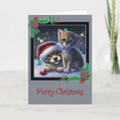 Vrolijk kerstpuppy en Wenskaart Kitten Bedankkaart (Voorkant)