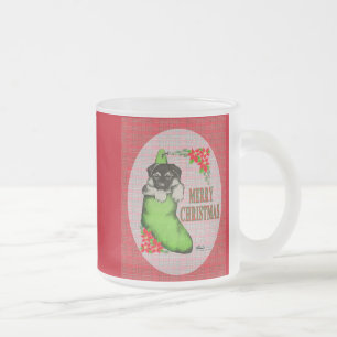 Vrolijk kerstpuppy matglas koffiemok