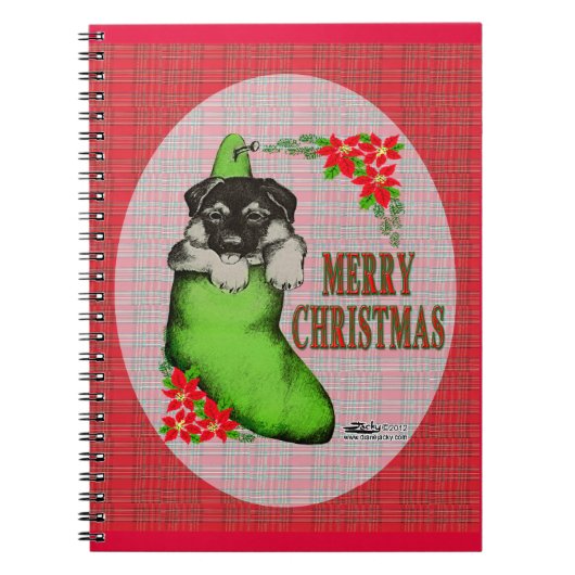 Vrolijk kerstpuppy notitieboek (Voorkant)