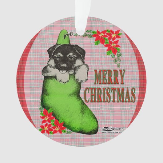 Vrolijk kerstpuppy ornament (voorkant)