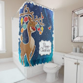 Vrolijk kerstrancer rennieren douchegordijn (In situ)