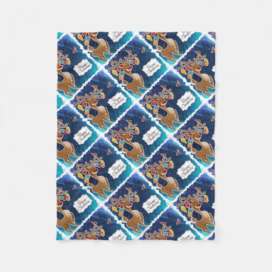 Vrolijk kerstrancer rennieren fleece deken (Voorkant)