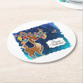 Vrolijk kerstrancer rennieren ronde kartonnen onderzetter (Gebogen)