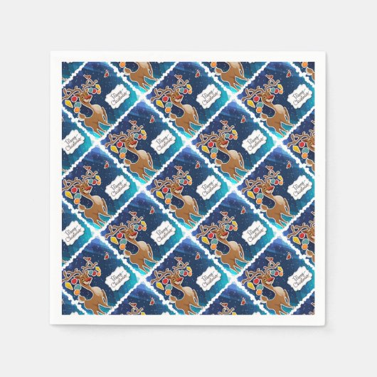 Vrolijk kerstrancer rennieren servet (Voorkant)