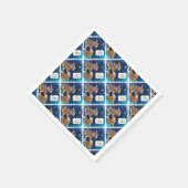 Vrolijk kerstrancer rennieren servet (Hoek)