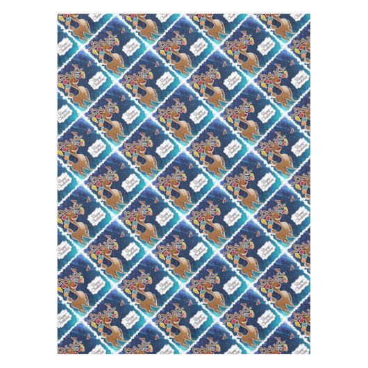 Vrolijk kerstrancer rennieren tafelkleed (Voorkant)