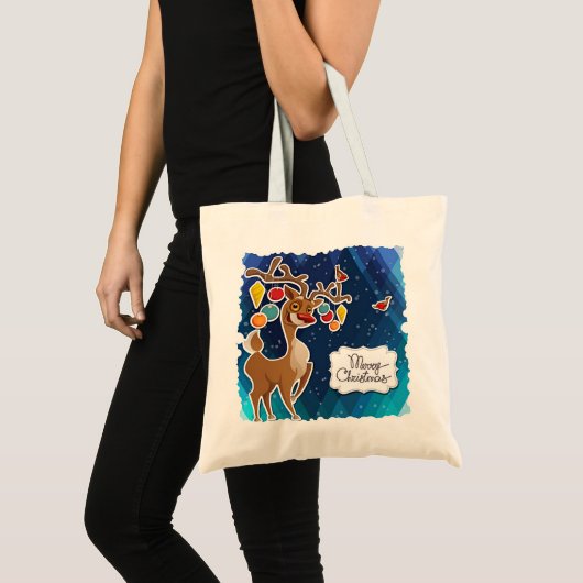 Vrolijk kerstrancer rennieren tote bag (Voorkant (product))