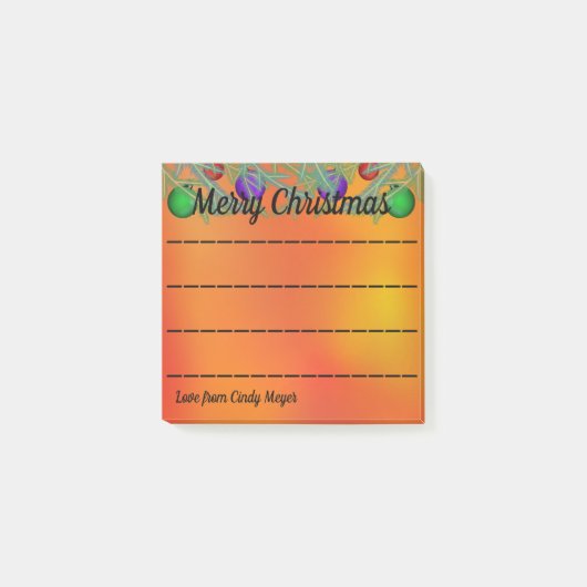 Vrolijk kerstranddennentakken gevoerd papier post-it® notes (Voorkant)