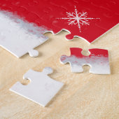 Vrolijk kerstrecet met siernaam legpuzzel (Zijkant)