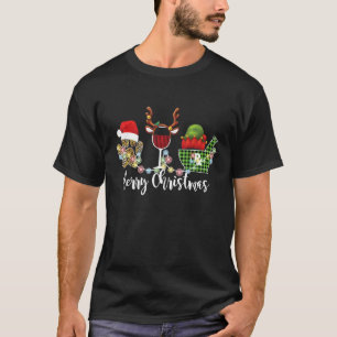 Vrolijk kerstrecist Dog Mam Wine Funny T-Sh T-shirt