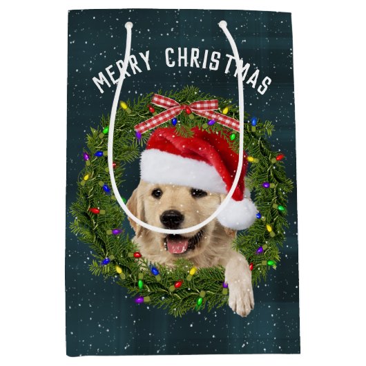 Vrolijk kerstrecorder op een gipsplaat medium cadeauzakje (Voorkant)