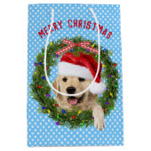 Vrolijk kerstrecorder op poka-stippen medium cadeauzakje (Voorkant)