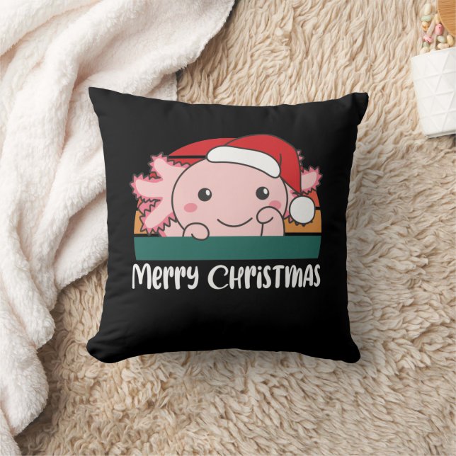 Vrolijk kerstrecro Axolotl kerst Kussen (Deken)