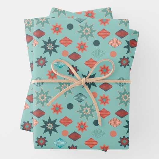 Vrolijk kerstrecro midden midden midden midden mid inpakpapier vel (In situ)