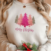 Vrolijk kerstrecro Roze kerstbomen T-Shirt