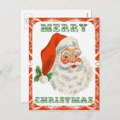 Vrolijk kerstrecro Santa Claus Feestdagenkaart (Voorkant / Achterkant)