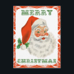 Vrolijk kerstrecro Santa Claus Feestdagenkaart<br><div class="desc">Een feestelijk retro afbeelding. Vrolijke oude Kerstman met zijn rode rooskleurige wangen en warme vriendelijke glimlach. Een beetje old school nostalgie naar de oldtimers,  dit afbeelding brengt herinneringen terug aan de feesten van het kerstverleden. Feestelijk en leuk in vakantiekleuren en een vrolijke kerstgroet in een cool ouderwets lettertype.</div>