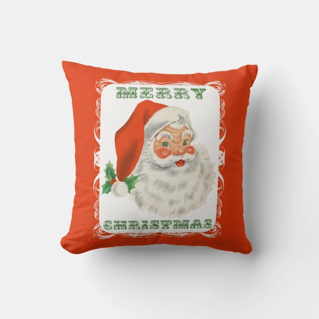 Vrolijk kerstrecro Santa Claus Kussen (Voorkant)