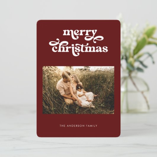 Vrolijk kerstrecro  Typografische Stippen Kaart (Staand voorkant)