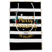 Vrolijk kerstrecycleerbaar Gold Glitter Text Desig Medium Cadeauzakje (Voorkant)