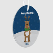 Vrolijk kerstrender in Covid Face Mask Custom Ornament (voorkant)