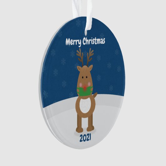 Vrolijk kerstrender in Covid Face Mask Custom Ornament (voorkant)