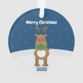 Vrolijk kerstrender in Covid Face Mask Custom Ornament (achterkant)