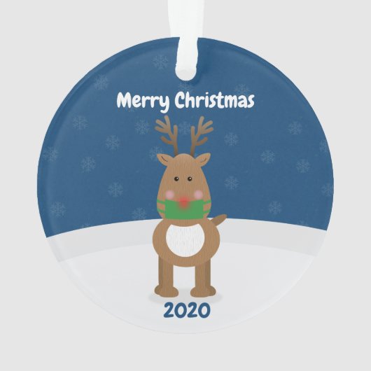 Vrolijk kerstrender in Covid Face Mask Custom Ornament (achterkant)