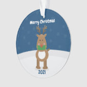 Vrolijk kerstrender in Covid Face Mask Custom Ornament (voorkant)