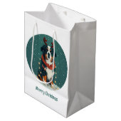 Vrolijk kerstrendier Berner Sennenhond Medium Cadeauzakje (Voorkant Gekanteld)