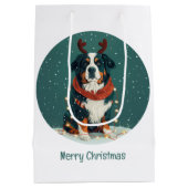 Vrolijk kerstrendier Berner Sennenhond Medium Cadeauzakje (Achterkant)