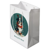 Vrolijk kerstrendier Berner Sennenhond Medium Cadeauzakje (Achterkant Gekanteld)